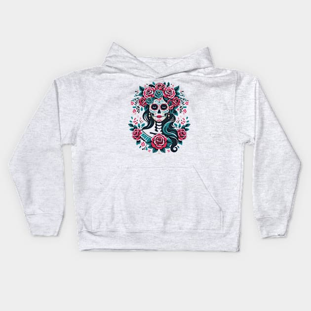 santa muerte Kids Hoodie by lkn